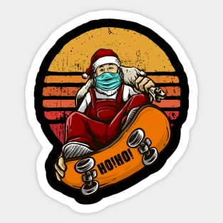 Ho! Ho! Ho!. Funny Christmas Lovers T-shirt Santa Claus Skateboard With Mask Sticker